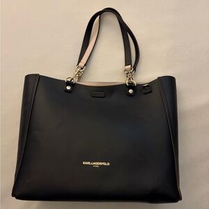 Karl Lagerfeld Black and Pink Tote Bag